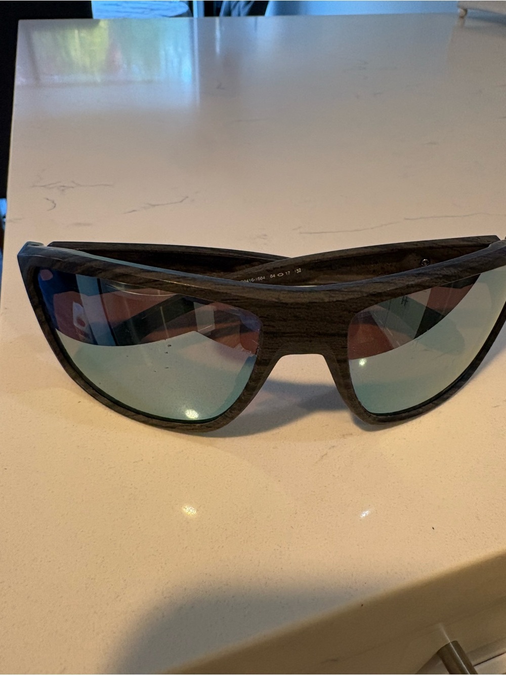 Men's Black Wood-Effect Sports Sunglasses